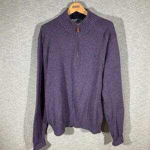Men's Ralph Lauren Polo Purple Cotton 1/4 Zip Pullover Sweater, Size XXL